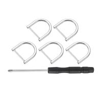 sourcing map 5 Pcs Shackle Screw D Rings U Shape D-Rings Replacement for Purse Keychain Strap Buckle, 0.99x0.99inch, Silver