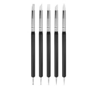 sourcing map 5 Pcs Silicone Clay Sculpting Tool Double-Ended Rubber Tip Metal Ball Silicon Shaper Pens Modeling Stylus Dotting Tool for DIY Handicraft Sculpture Pottery Painting, Black