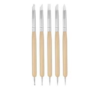 sourcing map 5 Pcs Silicone Clay Sculpting Tool Double-Ended Rubber Tip Metal Ball Silicon Shaper Pens Modeling Stylus Dotting Tool for DIY Handicraft Sculpture Pottery Painting, Wood