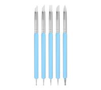 sourcing map 5 Pcs Silicone Clay Sculpting Tool Double-Ended Rubber Tip Metal Ball Silicon Shaper Pens Modeling Stylus Dotting Tool for DIY Handicraft Sculpture Pottery Painting, Light Blue
