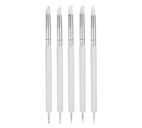 sourcing map 5 Pcs Silicone Clay Sculpting Tool Double-Ended Rubber Tip Metal Ball Silicon Shaper Pens Modeling Stylus Dotting Tool for DIY Handicraft Sculpture Pottery Painting, White