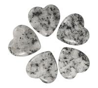 sourcing map 5 Pcs Snowflake Obsidian Crystal Stones Heart Shaped, 2 cm Tumbled Stones and Crystals, Polished Gemstone Rocks for Women Gifts Meditation Crafting Home Decor