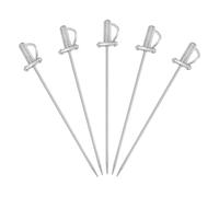 sourcing map 5 Pcs Stainless Steel Cocktail Picks, 4.4 Inch Martini Picks Fruit Sticks Metal Skewers Reusable for Drinks Olives Appetizers Fruit Decorative, Silver (Sword)
