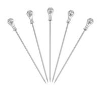 sourcing map 5 Pcs Stainless Steel Cocktail Picks, 4.5 Inch Martini Picks Fruit Sticks Metal Skewers Reusable for Drinks Olives Appetizers Fruit Decorative, Silver (Gem)