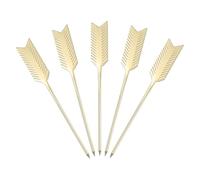 sourcing map 5 Pcs Stainless Steel Cocktail Picks, 4.7 Inch Martini Picks Fruit Sticks Metal Skewers Reusable for Drinks Olives Appetizers Fruit Decorative, Gold (Feather)