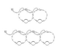 sourcing map 5 Pcs Steel Cabochon Blank Trays Bracelet, 12 mm Adjustable Bezel Setting Bracelet Bangle Chain for DIY Jewelry Making Accessories, Star Heart Style, Silver Tone
