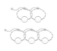sourcing map 5 Pcs Steel Cabochon Blank Trays Bracelet, 20 mm Adjustable Bezel Setting Bracelet Bangle Chain for DIY Jewelry Making Accessories, Star Heart Style, Silver Tone
