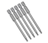 sourcing map 5 Pcs T15 Magnetic Torx Screwdriver Bits, 1/4 Inch Hex Shank 3-inch Length S2 Security Tamper Proof Screw Driver Kit Tools