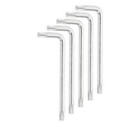 sourcing map 5 Pcs T20 Security Anti Tamper Proof Torx Star Key Bit 2.56" Long Arm L-Shaped Torx Hex Key Wrench 6 Points Spanner Carbon Steel Hand Tool for Automotive Home Light Silver