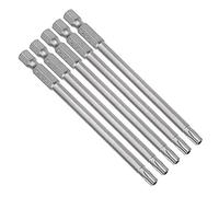 sourcing map 5 Pcs T25 Magnetic Torx Screwdriver Bits, 1/4 Inch Hex Shank 3.94-inch Length S2 Security Tamper Proof Screw Driver Kit Tools