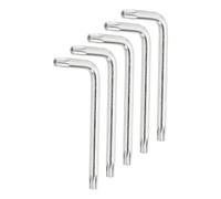 sourcing map 5 Pcs T40 Security Anti Tamper Proof Torx Star Key Bit 3.58" Long Arm L-Shaped Torx Hex Key Wrench with Hole 6 Points Spanner Carbon Steel Hand Tool for Automotive Light Silver