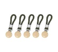 sourcing map 5 Pcs Tea Towel Clips with Cotton Loop for Hanging, 4.3 Inch Metal Towel Hooks Multipurpose Cloth Hangers for Home Kitchen Bathroom, Green(Wooden)