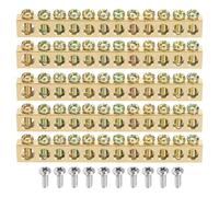 sourcing map 5 Pcs Terminal Ground Bar, 12 Positions Screw Brass Ground Terminal Blocks, M4 87x6x10mm Screw Block Barrier Brass with M4 Screw for Electrical Devices