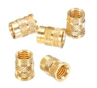 sourcing map 5 Pcs Threaded Inserts, M8 x 12.7mm H x 9.6mm OD Brass Metric Knurled Flange T-Nuts Female Threaded Heat Set Inserts Embedment Nut for Plastic and 3D Printing Components
