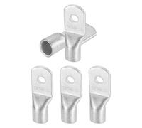 sourcing map 5 Pcs Tinned Copper Wire Lugs 1/0AWG 1/4" Wire Connectors Marine Grade Battery Cable Ends Ring Terminals SC50-6NH Battery Cable Lugs, Silver