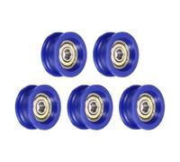 sourcing map 5 Pcs U Type Groove Nylon Plastic Guide Bearing 6x29x13mm, U Type Pulley Roller Wheel Bearing Roller Wheels, (Blue)