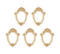 sourcing map 5 Pcs Vintage Resin Picture Frames, 2.8'' x 1.8'' Mini Picture Frames Oval Rectangle Wall Hanging Frames Display Frame Photo Holder for Home Wall Jewelry Display Hotel Decor, Gold
