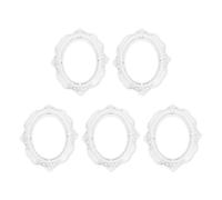 sourcing map 5 Pcs Vintage Resin Picture Frames, 2.9'' x 2.1'' Mini Picture Frames Oval Rectangle Wall Hanging Frames Display Frame Photo Holder for Home Wall Jewelry Display Hotel Decor, White