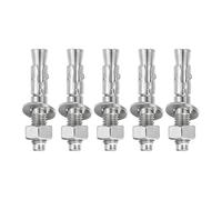 sourcing map 5 Pcs Wedge Anchors, 1/2" x 2-3/4" Stainless Steel Concrete Anchors Bolts, Heavy Duty Standard Fastener for Cement Wall Base Bracket (Include Washers Nuts, Silver Tone)