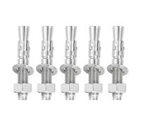 sourcing map 5 Pcs Wedge Anchors, 5/8" x 4" Stainless Steel Concrete Anchors Bolts, Heavy Duty Standard Fastener for Cement Wall Base Bracket (Include Washers Nuts, Silver Tone)