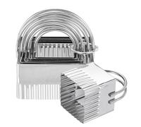 sourcing map 5 Pieces Square Biscuit Cutter with Handle Set Stainless Steel Cookies Dough Cutter Tool with Fluted Edge for Kitchen Baking Cake