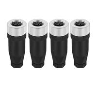 sourcing map 5 Pin M12 Female Aviation Wire Connector, 4 Pcs Socket Panel Aviation Connectors Waterproof IP67 Industrial Circular Straight Connector for Networks Instruments