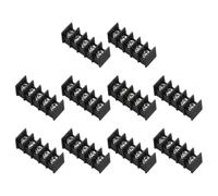 sourcing map 5 Positions Terminal Block, 300V 15A 7.62mm Pitch PA66 Single Row PCB Mount Screw Terminals Strip Pack of 10, Black