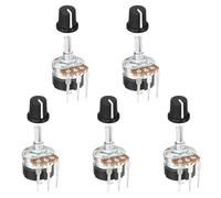 sourcing map 5 Set 500K Ohm Rotary Potentiometers, WH138 3 Pin Single Turn Linear Taper Variable Resistor Potentiometer with Switch 15mm Black Plastic Knob Caps for Inverter Speed Regulation