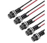 sourcing map 5 Set 5x20mm Panel Mount Fuse Holder, Flat Thread Glass Fuse Holder with 15cm 18AWG Pre-Soldered Wire for Automotive Marine Electrical Repair AC250V 15A / AC125V 10A