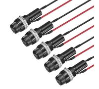 sourcing map 5 Set 6x30mm Panel Mount Fuse Holder, Round Thread Glass Fuse Holder with 15cm 18AWG Pre-Soldered Wire for Automotive Marine Electrical Repair AC250V 15A / AC125V 10A