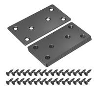 sourcing map 5 Set Mending Plate Metal Flat Bracket Straight Brace Fixing Joining Plate for Wood with Screws, Black, 3.9"x1.97"
