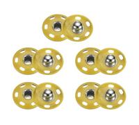 sourcing map 5 Set Sew-on Snap Buttons 19mm Metal Snap Fastener Buttons Fastener Press-Stud Clasps for Closure Purse Handbag Clothes Sewing Craft, Yellow