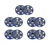 sourcing map 5 Set Sew-on Snap Buttons 19mm Metal Snap Fastener Buttons Fastener Press-Stud Clasps for Closure Purse Handbag Clothes Sewing Craft, Navy Blue