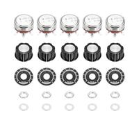 sourcing map 5 Set WTH118 1K Potentiometer Kit, Single Turn Rotary Carbon Variable Potentiometers with Knobs Nuts Washers Dials for DIY Electronics Audio Equipment