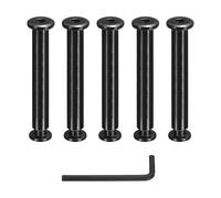 sourcing map 5 Sets Binding Post Screw, M8x18mm Bolts Female 10x68mm Hex Drive Socket Cap Screw Rivets Chicago Screws Furniture Bolts Stainless Steel with Wrench for Furniture Repair, Black