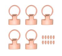 sourcing map 5 Sets Key Fob Hardware with Split Ring, 1 Inch Key Hardware Set with 2 Screws for Car Keychain Wristlet Lanyard Leathercraft, Rose Golden