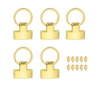 sourcing map 5 Sets Key Fob Hardware with Split Ring, 1 Inch Key Hardware Set with 2 Screws for Car Keychain Wristlet Lanyard Leathercraft, Golden Tone