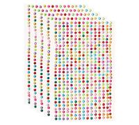 sourcing map 5 Sheet/2250pcs Rhinestone Adhesive Stickers Self Adhesive Acrylic Gem Sticker 3mm Plastic Face Bling Gem Stones Jewel for Nail Art Craft Clothes DIY Makeup Decoration, Multicolor