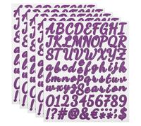sourcing map 5 Sheet 420 Pcs Letter Number Stickers Kit, 1 Inch Self Adhesive Vinyl Cursive Alphabet Decals Script for Mailbox Sign DIY Crafts Decor, Purple