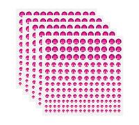 sourcing map 5 Sheet/825pcs Rhinestone Adhesive Stickers Self Adhesive Acrylic Gem Sticker 3/4/5/6mm Plastic Face Bling Gem Stones Jewel for Nail Art Craft Clothes DIY Makeup, Rose Red