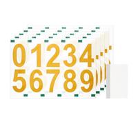 sourcing map 5 Sheets/50 Pcs Mailbox Numbers for Outside, 2 Inch 0-9 Vinyl Self-Adhesive Numbers Stickers Waterproof House Sticker with Scraper for Signs Doors Address, Gold