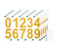 sourcing map 5 Sheets/50 Pcs Mailbox Numbers for Outside, 3 Inch 0-9 Vinyl Self-Adhesive Numbers Stickers Waterproof House Sticker with Scraper for Signs Doors Address, Gold