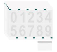 sourcing map 5 Sheets/50 Pcs Reflective Mailbox Numbers for Outside, 2 Inch 0-9 Vinyl Self-Adhesive Numbers Stickers Waterproof House Sticker with Scraper for Signs Doors Address, White