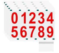 sourcing map 5 Sheets/50 Pcs Reflective Mailbox Numbers for Outside, 4 Inch 0-9 Vinyl Self-Adhesive Numbers Stickers Waterproof House Sticker with Scraper for Signs Doors Address, Red