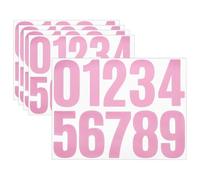 sourcing map 5 Sheets Vinyl House Numbers, 4 Inch Waterproof Self-Adhesive Number Stickers for Mailbox, Sign, Window, Door, Address Number, Pink