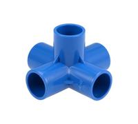 sourcing map 5-Way Elbow PVC Pipe Fitting Furniture Grade 20mm Size Tee Corner Fittings Blue 10Pcs