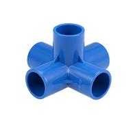 sourcing map 5-Way Elbow PVC Pipe Fitting Furniture Grade 20mm Size Tee Corner Fittings Blue 2Pcs