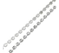 sourcing map 5 Yard 6mm Crystal Rhinestone Diamond Close Chain Trim Trimming Claw Cup Chain for Sewing, Crafts, DIY Jewelry Wedding Decorations Silver White