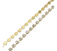 sourcing map 5 Yard 6mm Crystal Rhinestone Diamond Close Chain Trim Trimming Claw Cup Chain for Sewing, Crafts, DIY Jewelry Wedding Decorations Silver Gold