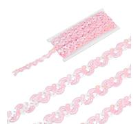 sourcing map 5 Yard Sequins Beaded Lace Trim 0.6 Inch Wave Sequin Braid Trim Strip Paillette Ribbon for Crafts, Embellishments, DIY Sewing Costume, Pink
